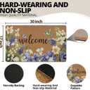 Spring Floral Hummingbird Door Mat, Spring Butterfly Flower Welcome Front Door Mat Indoor Outdoor Entrance, Floral Artificial Coir Doormats Rugs for Porch Entryway Decor 30x17in