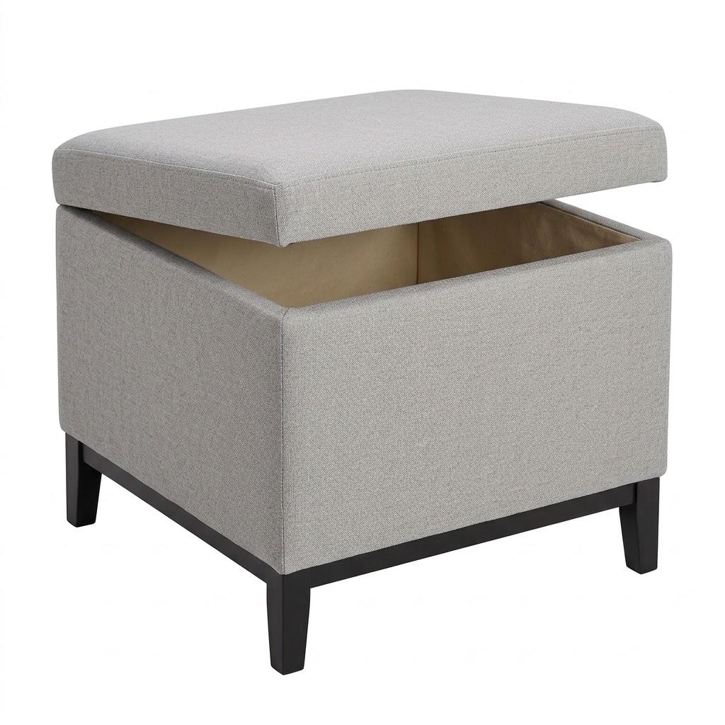 23.6'' Square Pouf Boneless Ottoman Foot Rest with High-Rebound Solid One-Piece Foam and Removable Washable Cover for Living Room, Gaming, Movie Watching - Grey