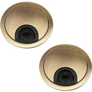Desk Grommet for Wire Organizer,PC Computer Desk Plastic Grommet Cord, Tidy Cable Hole Cover Organizers,2 Pack (53mm, Gold)