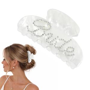 Bride Gifts Hair Clip - Bride Accessories, White Rhinestones Shiny Acrylic Hair Claw Clip, Bridal Wedding Hair Accessories | Bachelorette Party Decorations, Bridal Shower, Engagement Gifts (DIAMOND)