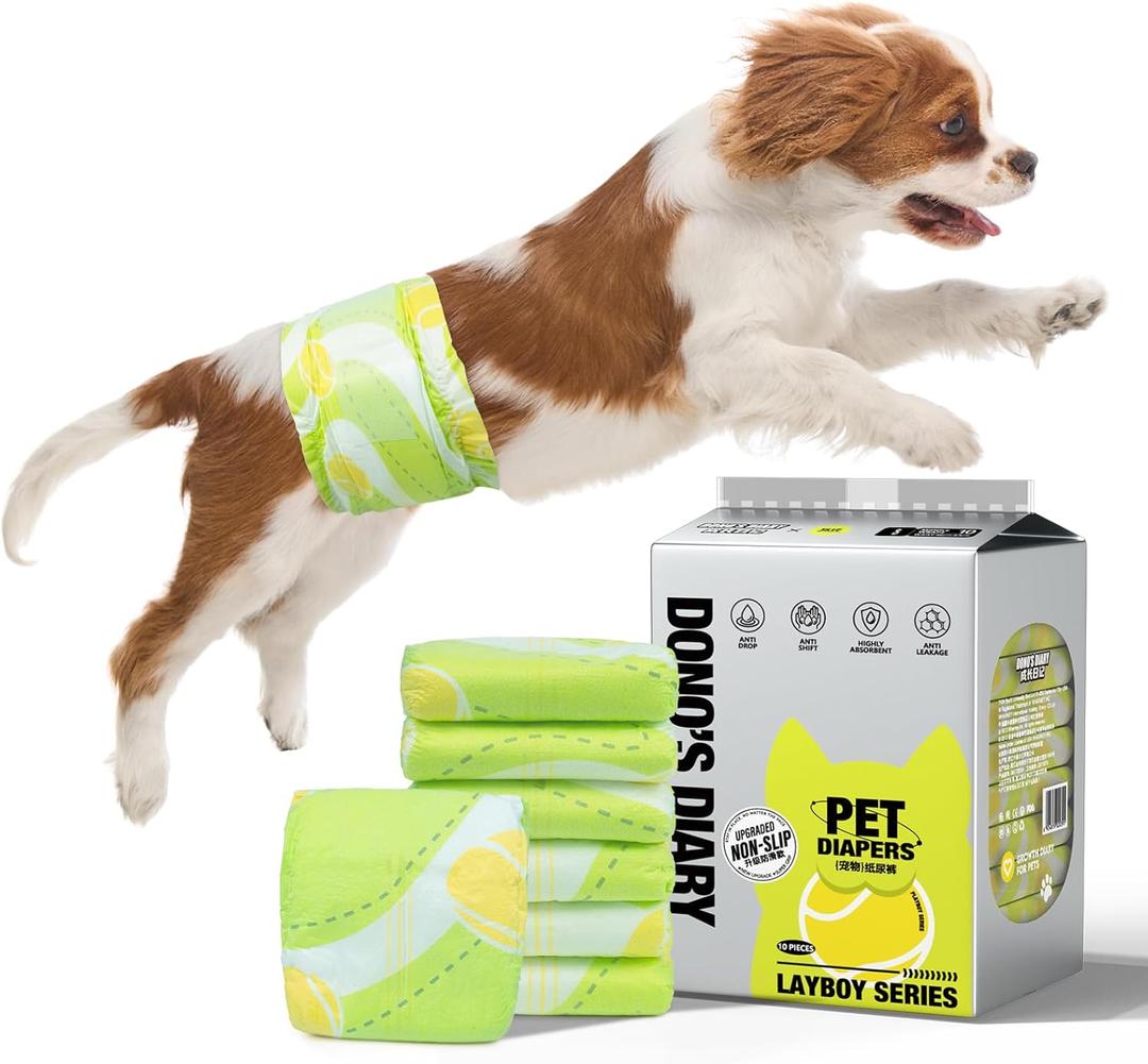 Dono Dog Diapers Male 60ct, Disposable Non-Slip Male Dog Wraps, Super Absorbent Puppy Diapers with Rapid-Dry Technology, Wetness Indicator, Leak-Proof Doggie Pampers, Small (Small (12-19inch))