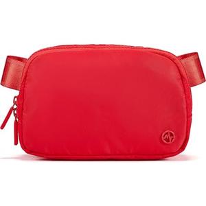 Pander Two Way Zipper Fanny Pack Nylon Everywhere Belt Bag for Women, Water Repellent Waist Packs, Crossbody Bags with Adjustable Strap (Red).