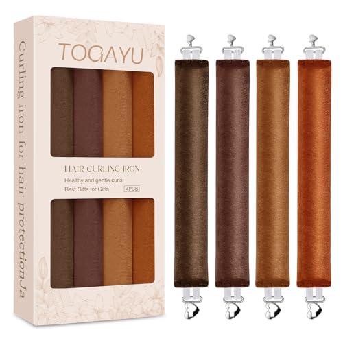 Togayu Heatless Curls Overnight Set - 4PCS Jumbo Velvet Hair Rollers to Sleep In, Soft Flexi Rods for No Damage Curls and Wave