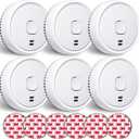 Ecoey Smoke Detector, 10 Year Fire Alarms Smoke DetectorsSmoke Detector Battery Operated with Photoelectric Sensor, Fire Alarm with Low Battery Indicator, Smoke Detectors Used in Home, FJ138, 6 Packs