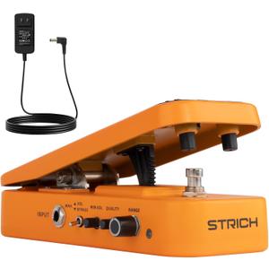 STRICH SW-2 Guitar Wah & Volume Pedal with a Power Supply, 2 in 1 Combo Effects Pedal for Electric Guitar, Vintage Wah Tone with Active Volume Control, Full-Size Lightweight Design