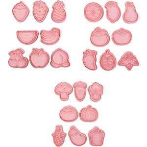 24pcs Cartoon Fruit Vegetable Biscuit Molds Cookie Press Molds Kitchen Accessories Cookie Set Cookie