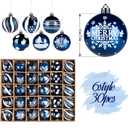 Christmas Ornaments Set,30ct Blue Shatterproof Fall Christmas Tree Decorations Ball Ornaments Bulk, 2.36 Inches Cute Hanging Ornaments for Xmas Trees Decor and Home Indoor Outoor