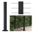 Muzata Aluminum Black Cable Railing Post 39"x3"x3" Level Drilled Surface Mount Sturdy Cable Railing System Kit Indoor Outdoor Seaside with Paper User Guide PY85 BHA5