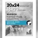 Americanflat 20x24 Picture Frame with Polished Plexiglass - Use as 16x20 Frame with Mat or Display 20x24 Photo Without Mat - Hudson Collection - Wide Picture Frames for Wall Display - Silver