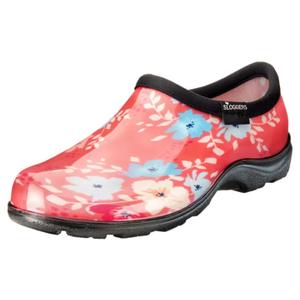 Women's Waterproof Comfort Shoes -"Floral Fun Coral", Size 7 US