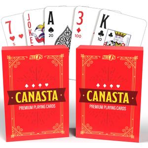 All7s Canasta Playing Cards with Point Values, 2 Large Index Decks for Adults & Seniors, Easy-to-Read Jumbo Index, Durable Cards for Smooth Gameplay
