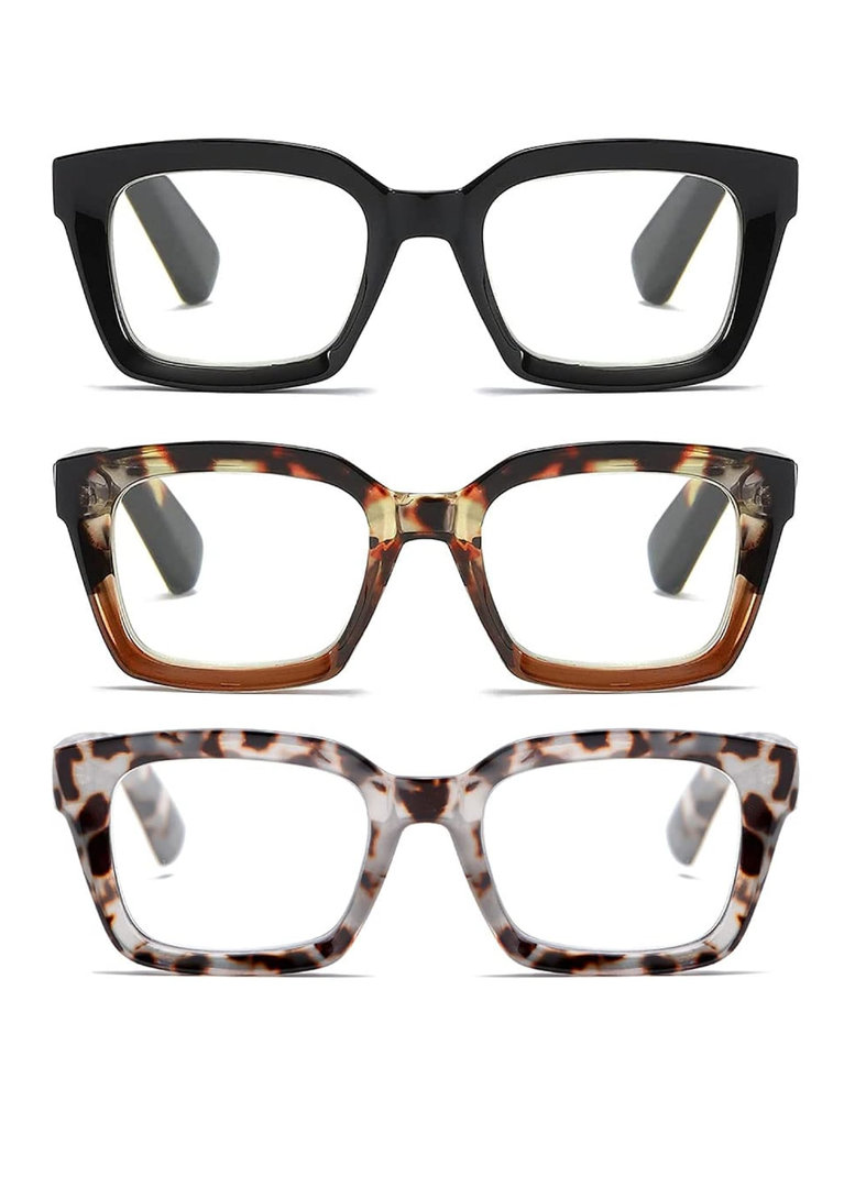 Readers for Women Oprah Style Square Reading Glasses with Spring Hinge Blue Light Blocking for Men Ladies