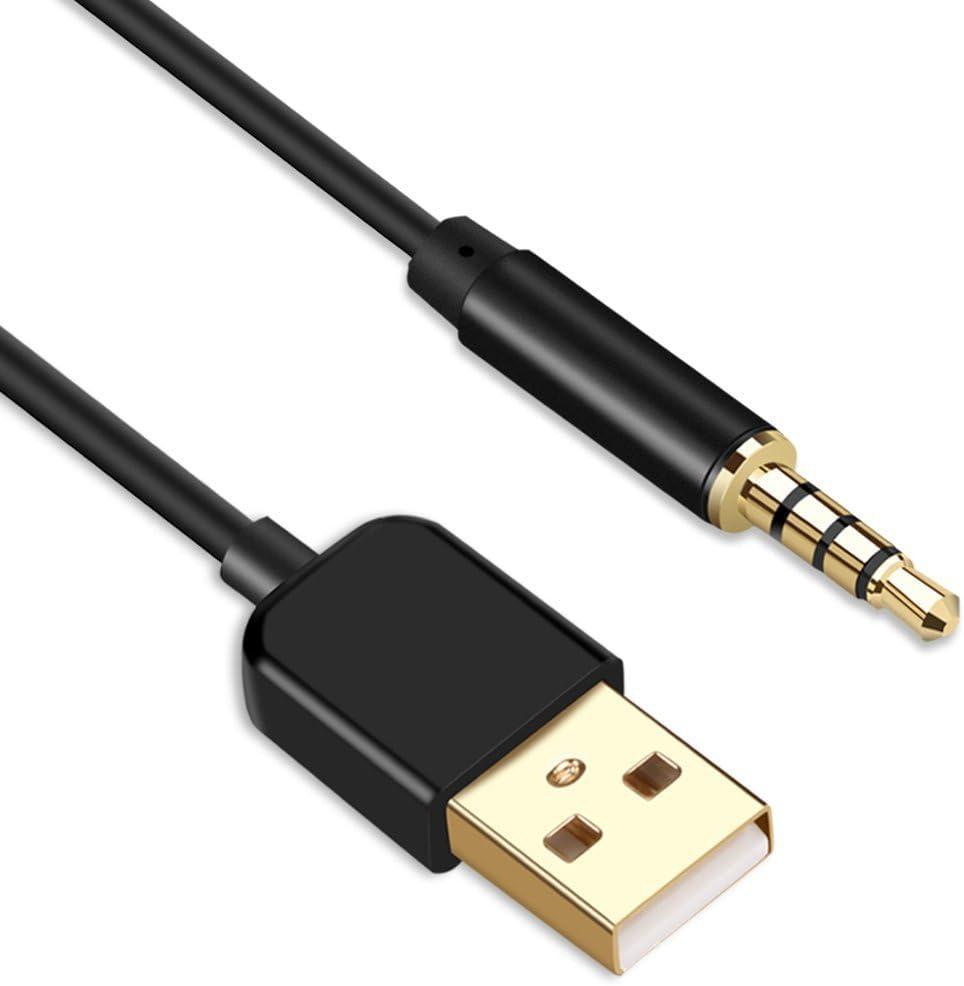 AGPTEK 3.5mm Jack Charge Cable, Male to USB 2.0 Data Sync & Charger Cable for MP3 / MP4 Players, Recorders, and Other Portable Devices, Gold-Plated, 0.8m / 2.6 feet, Black