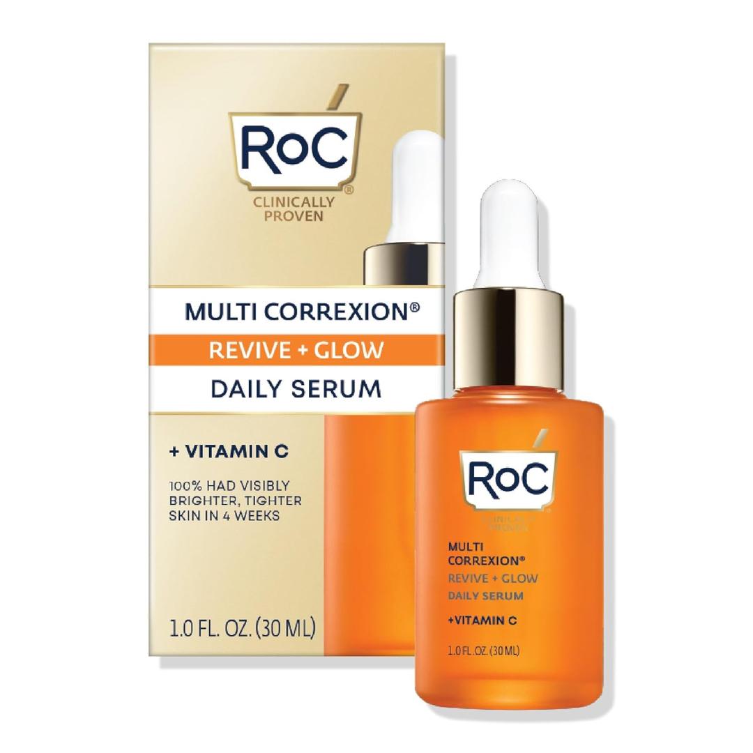 RoC Multi Correxion Revive + Glow 10% Active Vitamin C Serum for Face, Daily Anti-Aging Wrinkle and Skin Tone Skin Care Treatment, Brightening Serum , 1 Fluid Ounce RoC Multi Correxion Revive + Glow 10% Active Vitamin C Serum for Face, Daily Anti-Aging Wrinkle and Skin Tone Skin Care Treatment, Brightening Serum , 1 Fluid Ounce