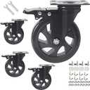 5 Inch Caster Wheels, Casters Set of 8, Heavy Duty Casters with Brake 2200 Lbs,Swivel Caster Wheels with Top Plate, Industrial Caster Wheels for Workbench, Cart, Furniture