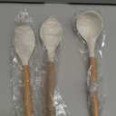 Silicone 10 Pcs Kitchen Cooking Utensils Set, Recycled Materials Certification, BPA Free Spatula Set with Heat Resistant Wood Handles for Nonstick Cookware, Cream White