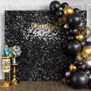 Qcity Black Shimmer Wall Backdrop 36PCS, Black Back Not See-Through Design, Square Sequin Glitter Backdrop Panel, Perfect for Outdoor Events, Birthdays, Wedding and Party Decoration