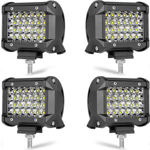 LED Pods,MUVKQC 4PCS 4Inch Light Bars 72W 12000LM Square LED Work Lights Spot Light pod for Trucks Off Road Car ATV UTV SUV Golf Cart Forklift