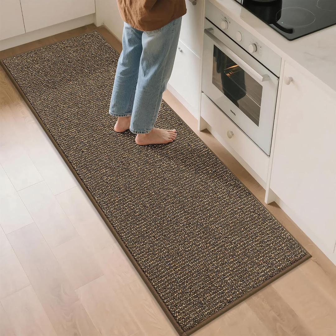 BEQHAUSE Kitchen Runner Rugs 24"x72", Non-Slip Kitchen Mats for Floor, Super Absorbent and Stain Resistant Kitchen Rug, Machine Washable Rugs for Kitchen, Hallway, Laundry & Sink, Brown
