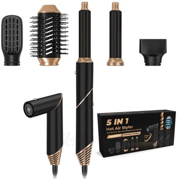 5 in 1 Blow Dryer Brush, Hair Dryer Brush with Detachable Air Styler, Negative Ionic Hair Dryer with Attachments, Hair Dryers for Women Volumizer, Straightener, Drying
