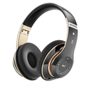 Bluetooth Headphones Over Ear, 6S Wireless Headphones Wired with 6 EQ Modes, 40 Hours Playtime Foldable HiFi Stereo Headset with Microphone, FM/TF for Cellphone/PC/Work (Black & Gold)