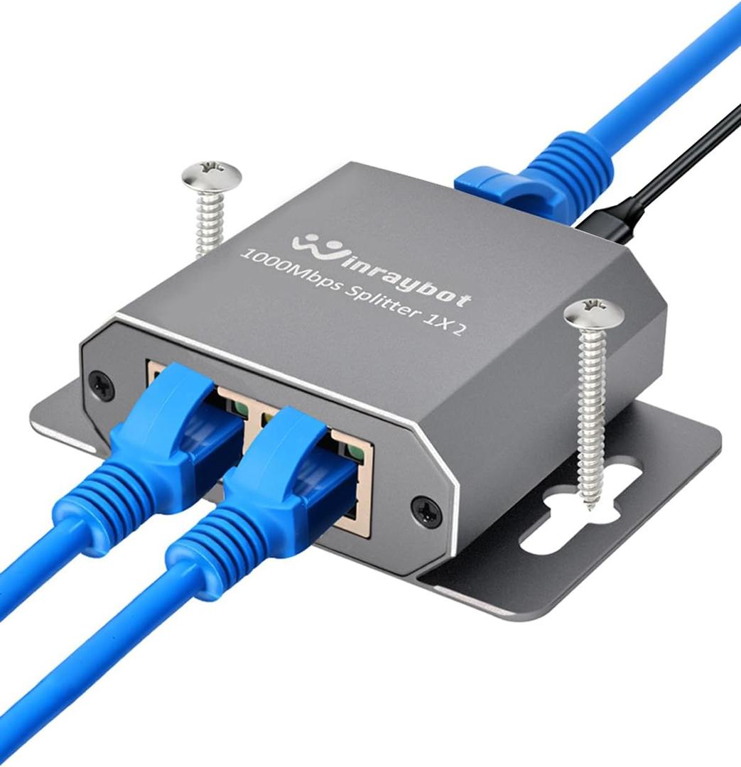 ethernet Splitter 1 to 2 ethernet hub 2 Port,RJ45 Cable Splitter fixable RJ45 Internet Switch Internet Splitter, 1000Mbps for Cat 5/5e/6/7/8 Cable,Can be Fixed to The Wall