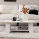 Large 41" 2-tier Wooden Modern Coffee Table with Storage Shelf