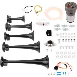 INEEDUP Train Horn for Truck, 12V 150dB 5 Trumpet Electric Musical Electric Train Car Horn with Compressor for Trucks Cars Vans Boats RVs SUVs Black