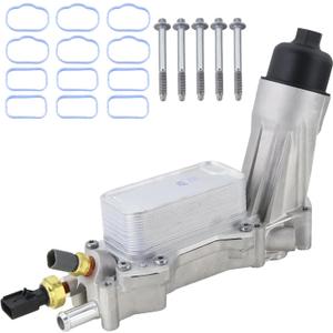 68308741AF Aluminum Engine Oil Cooler & Oil Filter Housing Adapter Assembly Compatible with 2021-2024 Jeep Wrangler Grand Cherokee Dodge Challenger Charger Ram 1500 Chrysler 300