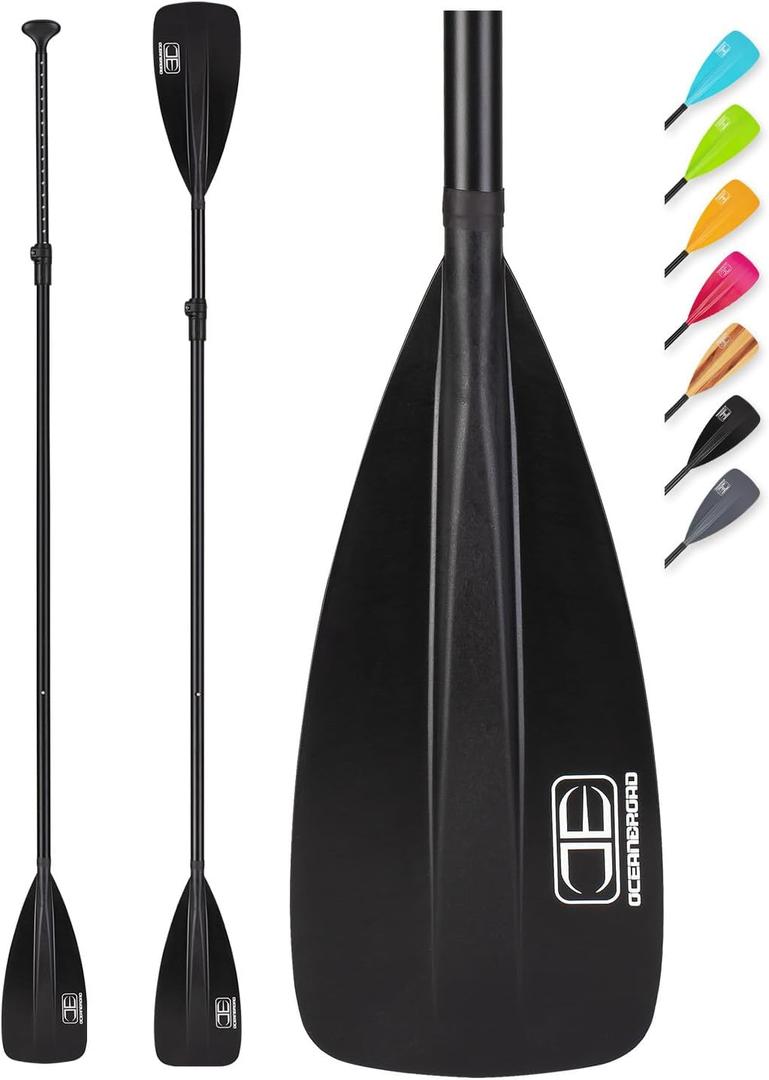 OCEANBROAD SUP Paddle - Adjustable Stand-Up Paddle for Paddleboard Kayak, Adjustable Aluminum Alloy Shaft with Reinforced Nylon Blades, 68" - 84", 4 pcs-Black