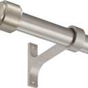 Brushed Nickel Curtain Rods for Windows 48 to 86", 1-Inch Curtain Rods with Aluminum Brackets and End Cap Finials, Adjustable Drapery Rods for Sliding Glass Door/Bedroom/Kitchen/Living Room Etc.