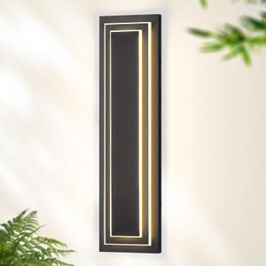 . Modern Outdoor Wall Light,2-Tier Black Exterior Lighting Fixtures,Waterproof Outdoor Front Porch Light,Outside Light Fixtures for House,Garage,Patio,36W 3000K Warm White,1 Pack