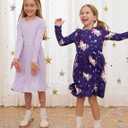 PATPAT Toddler Girl Long Sleeve Dresses 2-Pack Ribbed Cotton & Woven A-Line, Soft Spring Outfits for Girls, 18M10Y (Purple)