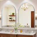 Arched Mirror 26"x38", Bathroom Mirror, Wall Mounted Vanity Mirror with Arch Metal Frame for Bathroom, Over Sink, Bedroom, Living Room, Deep Frame, Silver