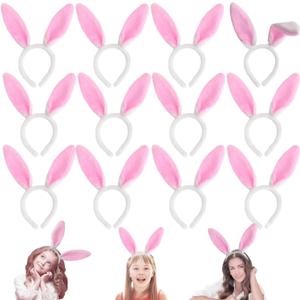 12 PCS Bunny Ear Headband, Plush Bunny Ears, Easter Cosplay Party Favor, Cosplay Party Costume Accessories for Kids and Adults