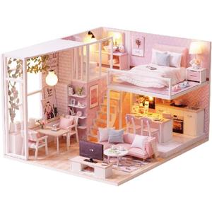 MAGQOO Dollhouse Miniature with Furniture, DIY Dollhouse Kit Plus Dust Proof 1:24 Scale Creative Room Idea(Tranquil Life)