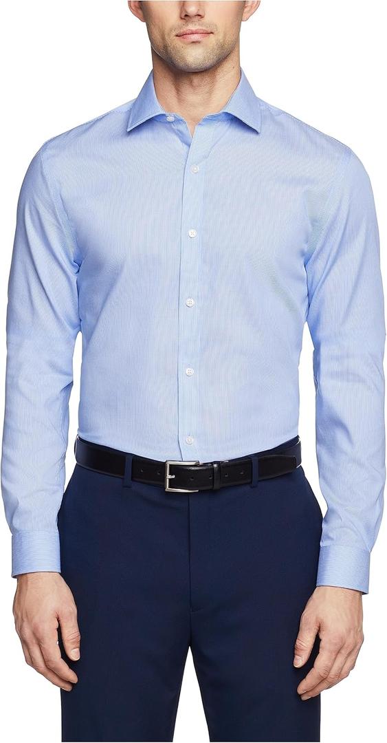 Tommy Hilfiger Men's Slim Fit Non Iron Stripe Dress Shirt - (16" Neck 32"-33" Sleeve)