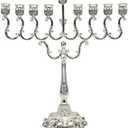 The Dreidel Company Lowest Priced Menorah Traditional Hanukkah Silver Plated Elegant Design Chanukah (Single)