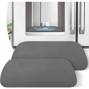 LOPNUR Refrigerator Drip Tray Catcher 2 Pack - 9"x3.1" Cuttable Refrigerator Mats Hide Stains, Fridge Ice Water Dispenser Absorbent Mat for Samsung Whirlpool GE, Fridge Drip Pad (Trapezoid, Grey)