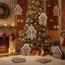 8 Pcs Jumbo Gingerbread Christmas Outdoor Decor Felt Mats-20 Inch Xmas Ornaments for Classroom Home Office Yard Porch Farmhouse Rustic Xmas Tree Wall Decoration (Gingerbread House)
