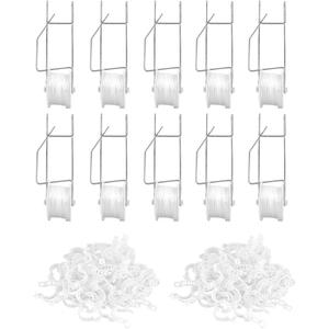 Greenhouse Trellising Kit 10PCS Plant Roller Hooks with 100PCS Tomato Support Clips for Tomato,Plant, Greenhouse,Flower Vine Twine Crop Trellis Kits