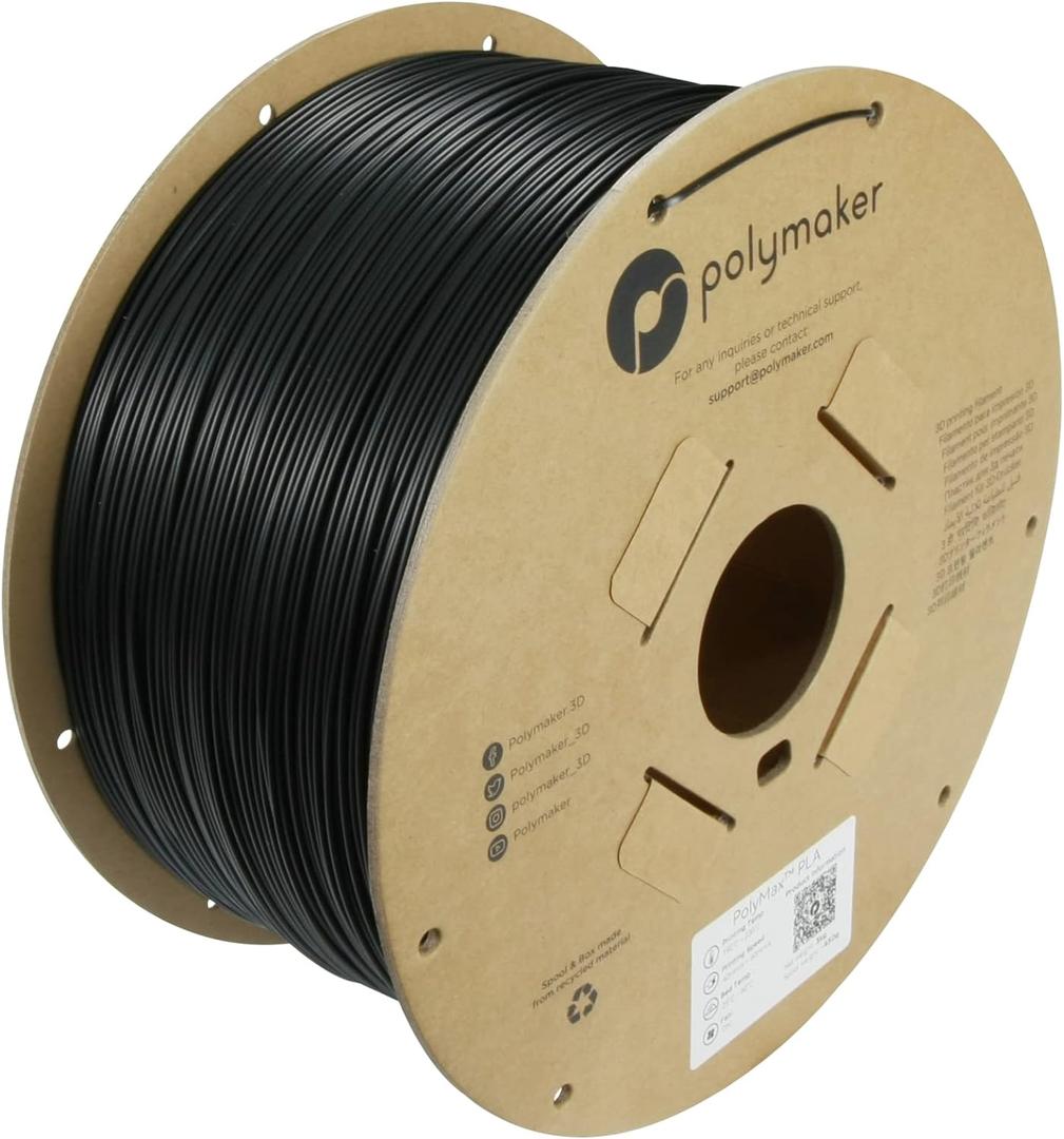 Polymaker PLA Filament, Black 3D Printing PLA Filament 2.85mm 3kg - PolyLite 3D Printer PLA Filament, Dimensional Accuracy +/- 0.03mm, Compatible with Most 3D Printer, Black