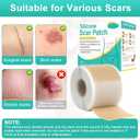 Silicone Scar Sheets(1.6 x 120 Roll-3M), Reusable Silicone Scar Tape for Surgical Scars, C-Section Scars, Stretch Marks, Hypertrophic Scars, Burn Scars, Tummy Tuck and Keloid Scars