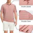 Rouen Polo Shirts for Men Dry Fit Performance Heather Stripe Golf Polo Moisture Wicking Lightweight Breathable Golf Shirts (Pink, XXL)