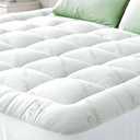 Ultra Soft Queen Size Mattress Topper - Viscose Made from Bamboo Pillow Top Mattress Pad for Back Pain Relief - Naturally Cooling for Hot Sleepers, White King Size