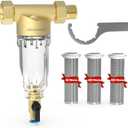 MewMore GFC40 Garden Hose Filter with 3/4"GHT Connector, Inline Sediment Filter for Pressure Wahser, 40 & 100 & 200 Micron Reusable Spin Down Sediment Water Filter for RV Camping Car Wash Water Hose