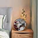 DILSJ Vintage Christmas Santa Reindeer Round Wall Art Decor, Winter Scene Canvas Wall Art Framed, Rustic Holiday Winter Christmas Hanging Decorations for Home Bedroom Living Room, 10x10 Inch