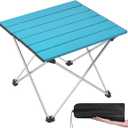 Grope Small Folding Camping Table with Aluminum Table Top, Beach Table for Sand with Carrying Bag,Prefect for Outdoor, Picnic, BBQ, Cooking, Festival (Deep Blue-M)