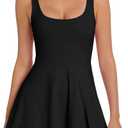 Womens Tennis Dress Built in Shorts & Bra Athletic Golf Active Workout Dress with Pockets (Medium, Black)