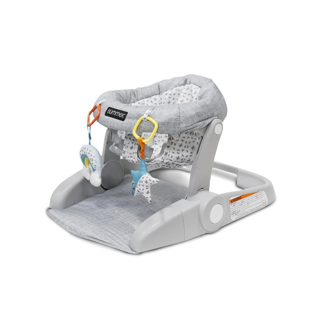 Bright Starts Learn-to-Sit 2-Position Floor Seat (Heather Gray) Sit Baby Up in This Adjustable Baby Activity Seat Appropriate for Ages 4-12 Months Includes Toys, Funfetti Neutral